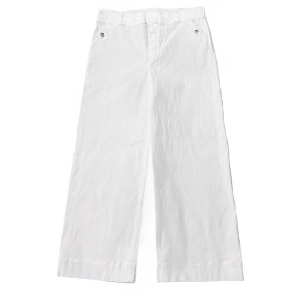 Spanx Stretch Twill Cropped Wide Leg Pants in Bright White. - Picture 4 of 7